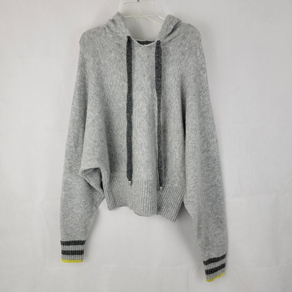 H&M Pringle Of Scotland Womens XS Hoodie GRAY Knit Sweater Oversized Wool Blend